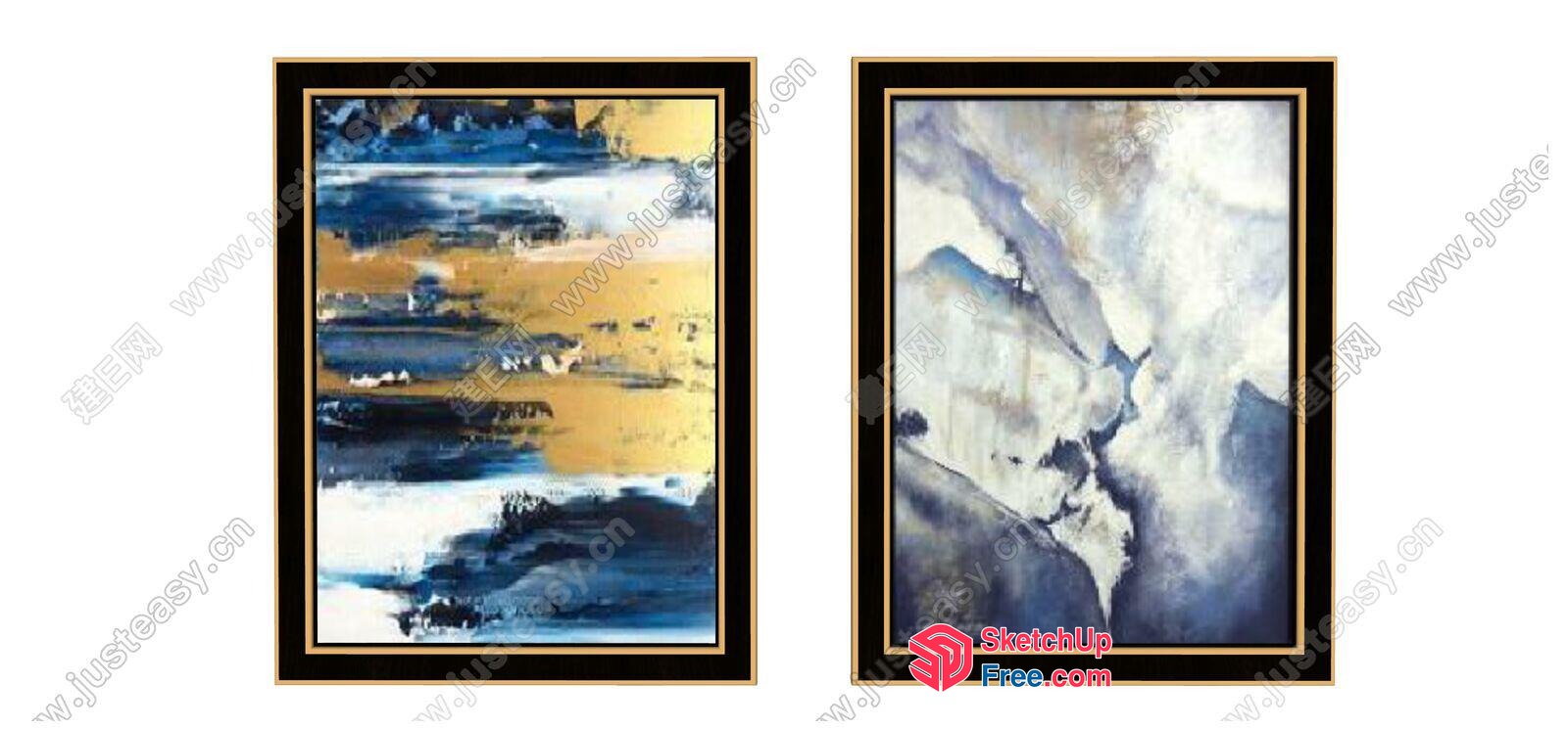 Abstract Artwork In Blue And Yellow Tones 3D SketchUp File