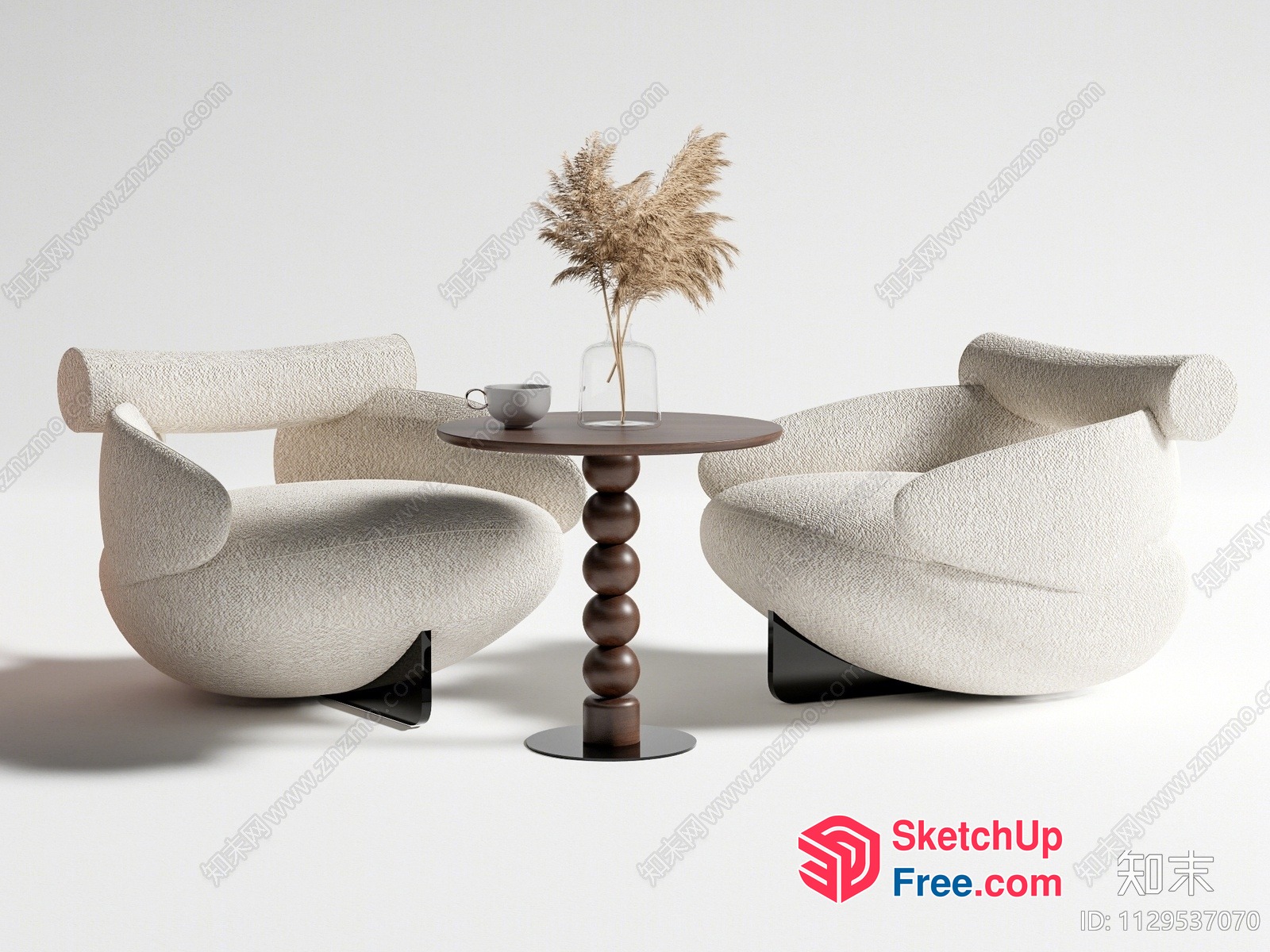 Modern Minimalist Living Room Chairs And Table 3D SketchUp File