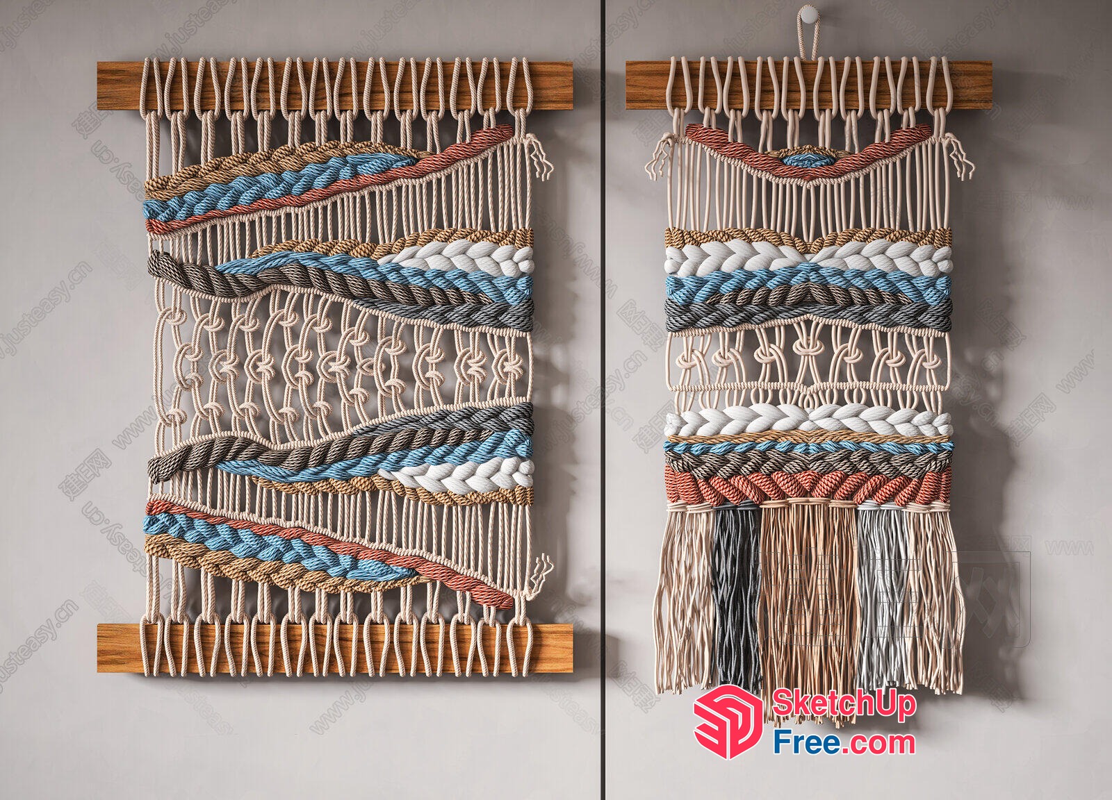 Intricate Macrame Wall Hanging With Colorful Braided Patterns 3D SketchUp File