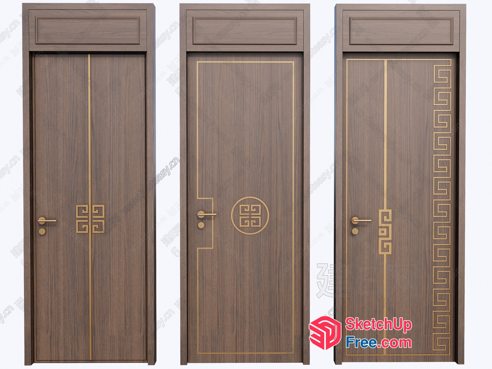 Asian-Inspired Wood Door Collection 3D SketchUp File