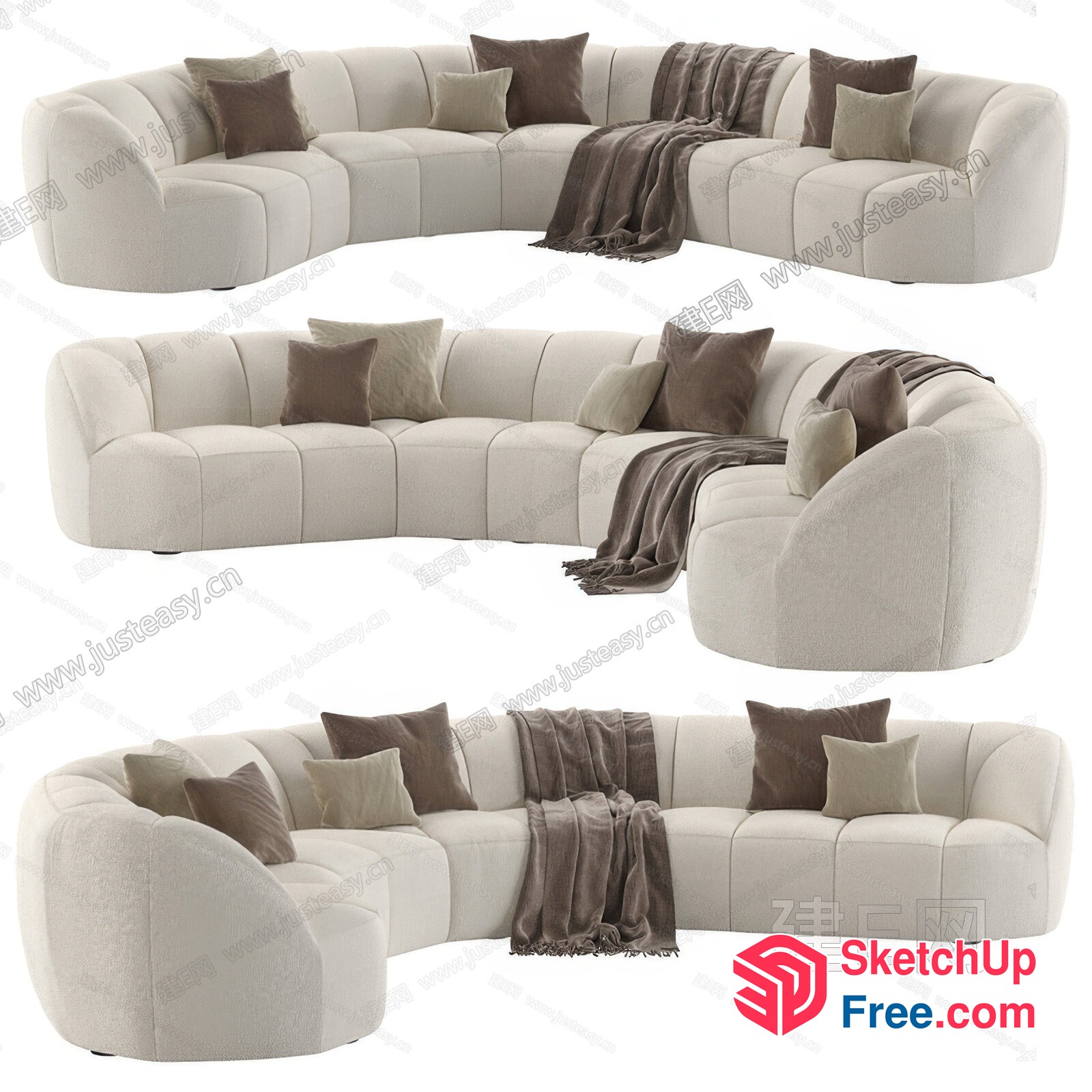 Luxurious Cream And Brown Sofa Set 3D SketchUp File
