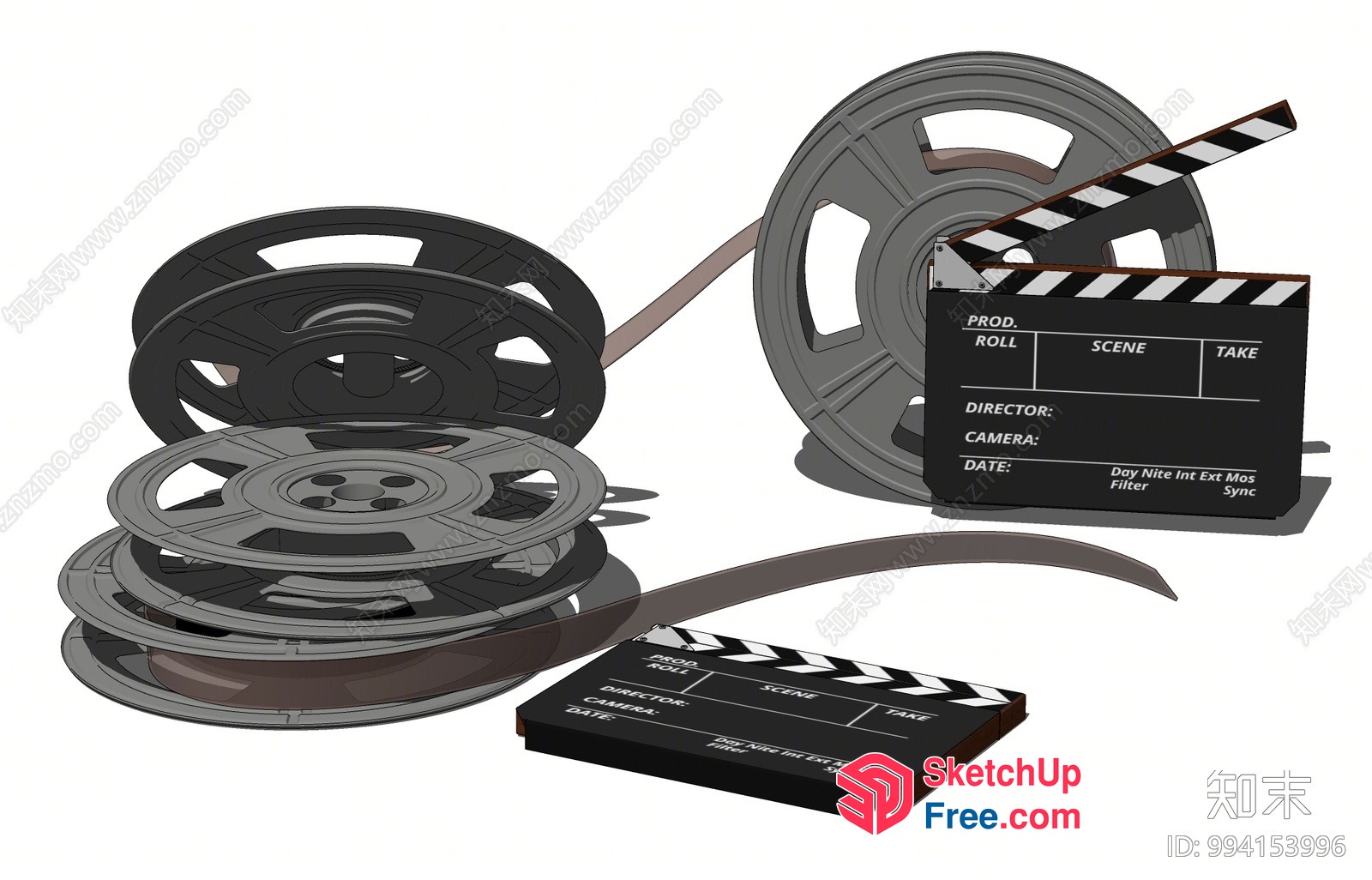 Film Reel And Clapperboard 3D SketchUp File