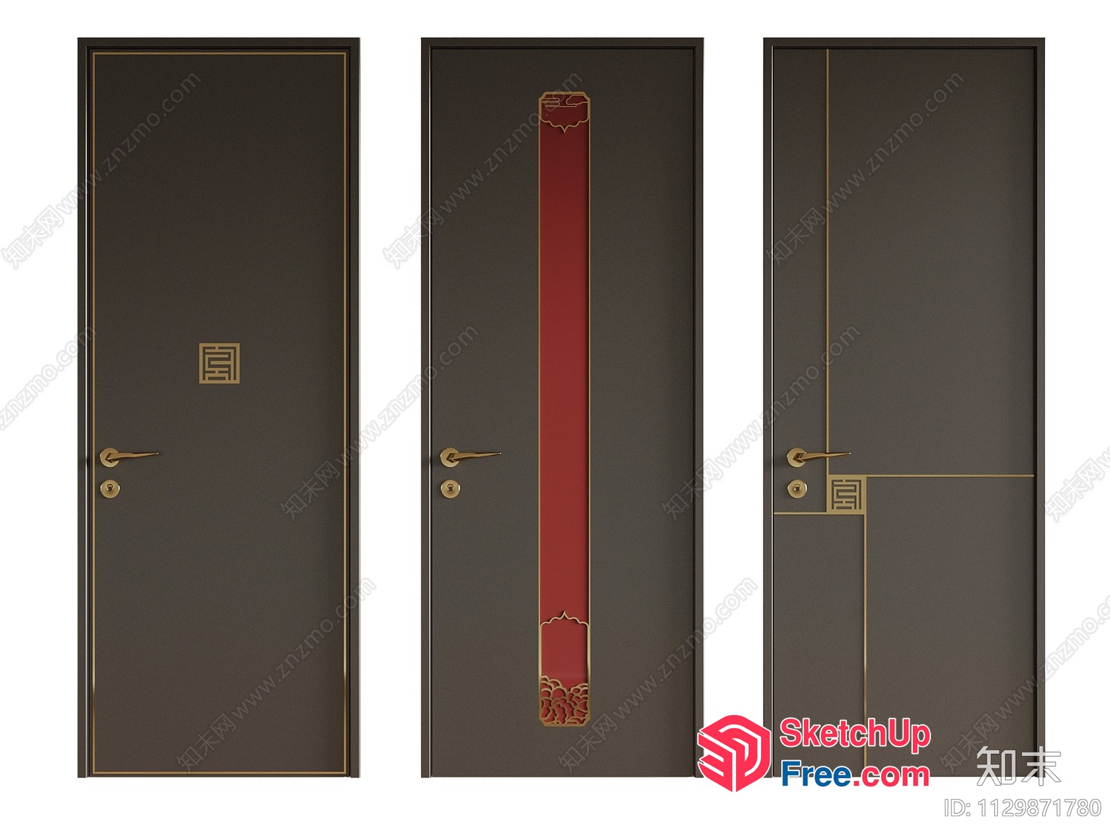 Traditional Asian-Inspired Door Decor 3D SketchUp File