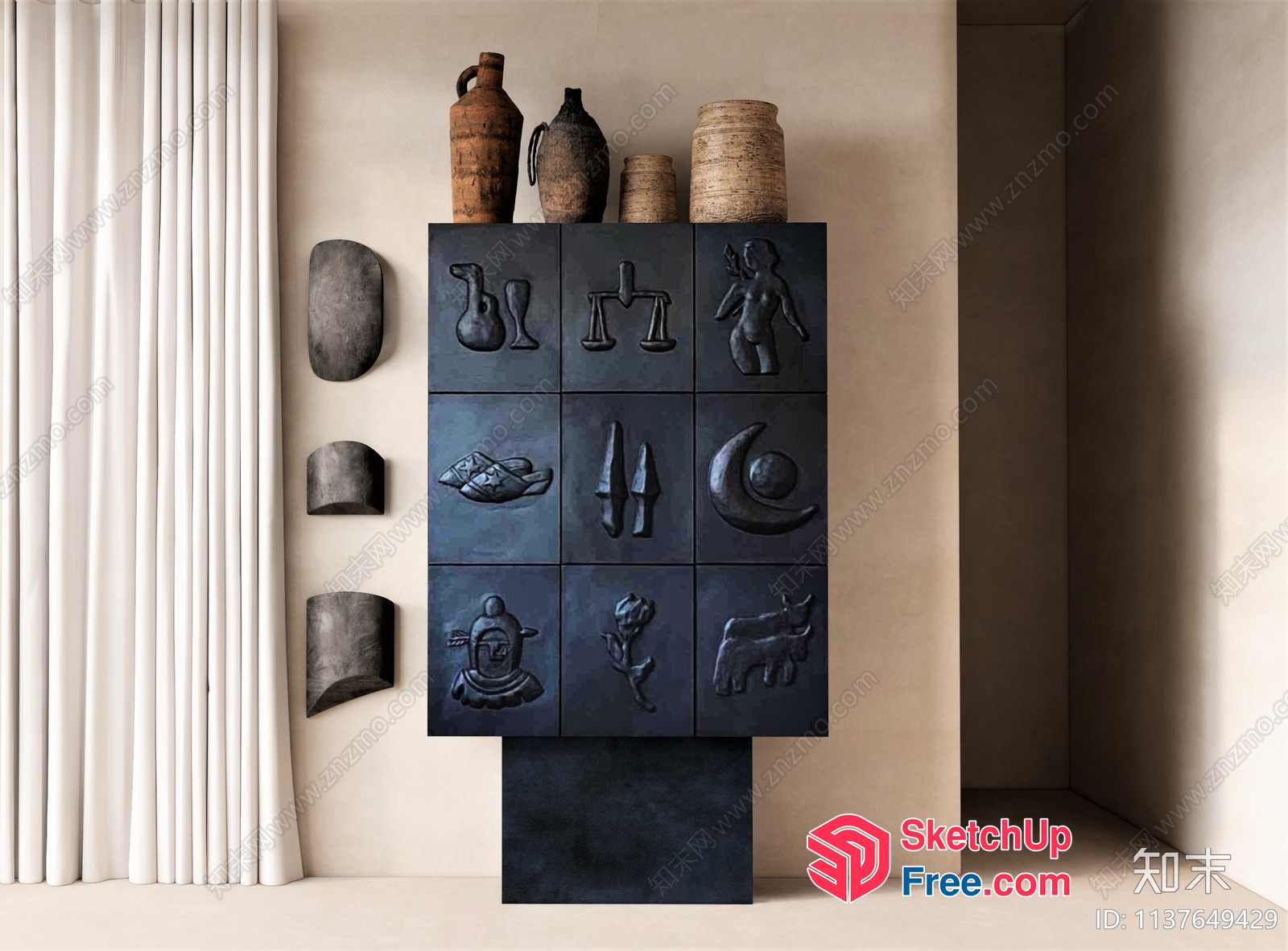 Modern Furniture With Unique Carvings And Textures 3D SketchUp File