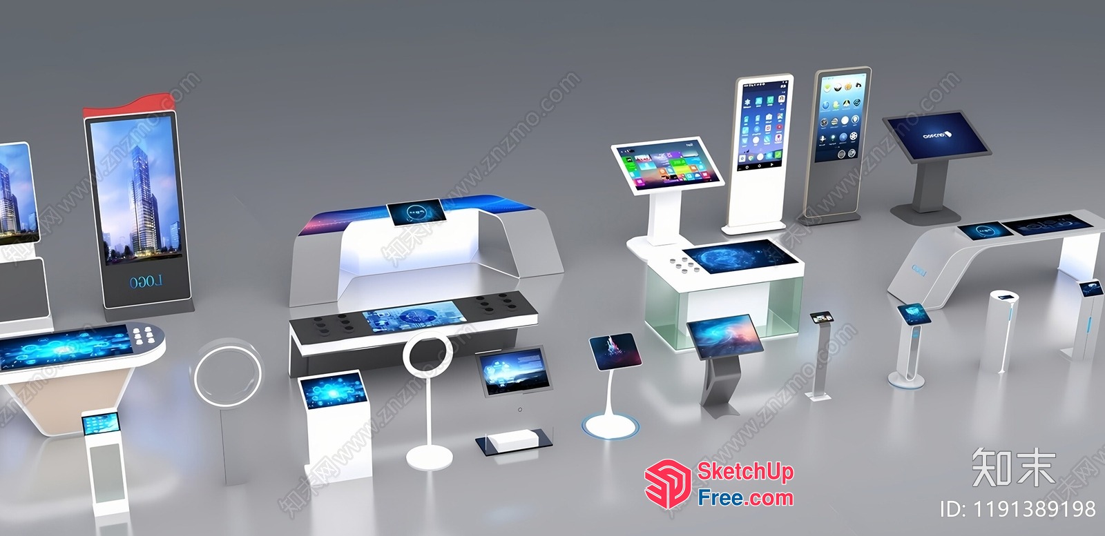 Modern Digital Display Furniture Collection 3D SketchUp File
