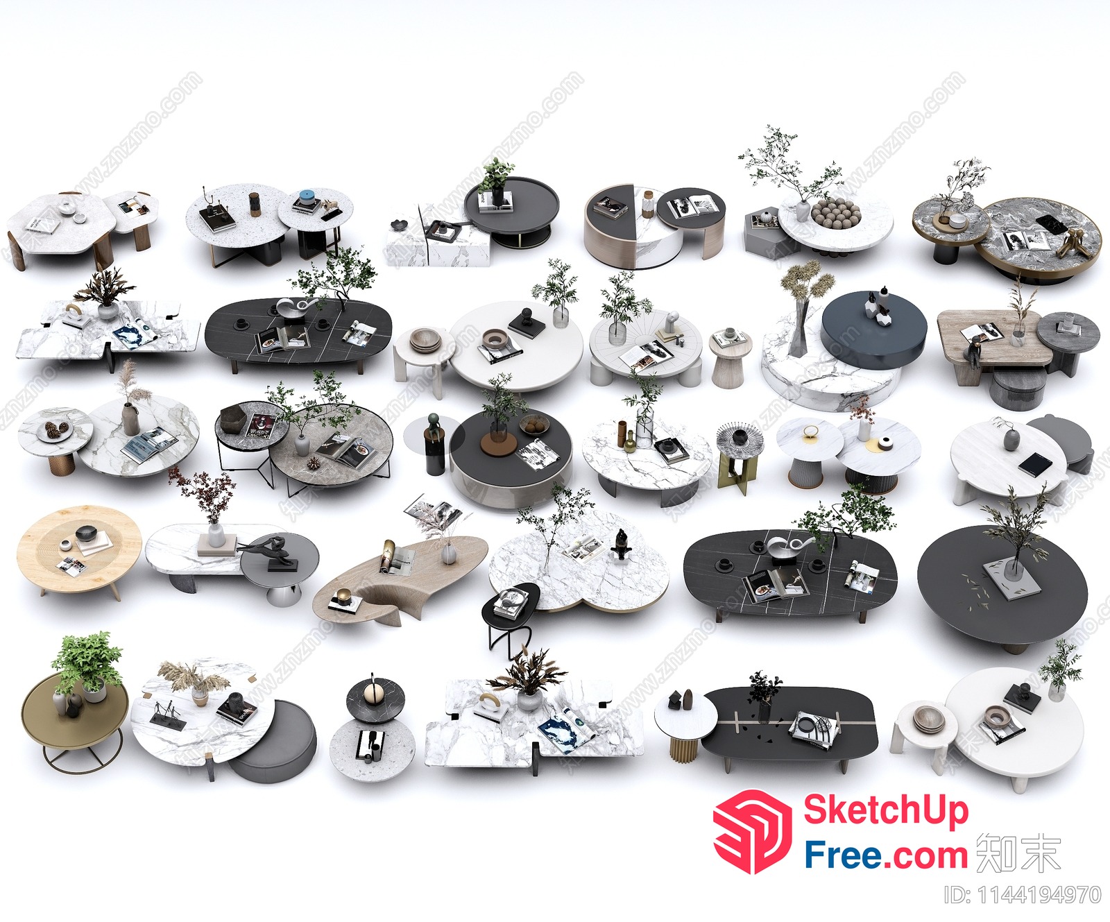 Modern Coffee Tables In Various Styles And Materials 3D SketchUp File