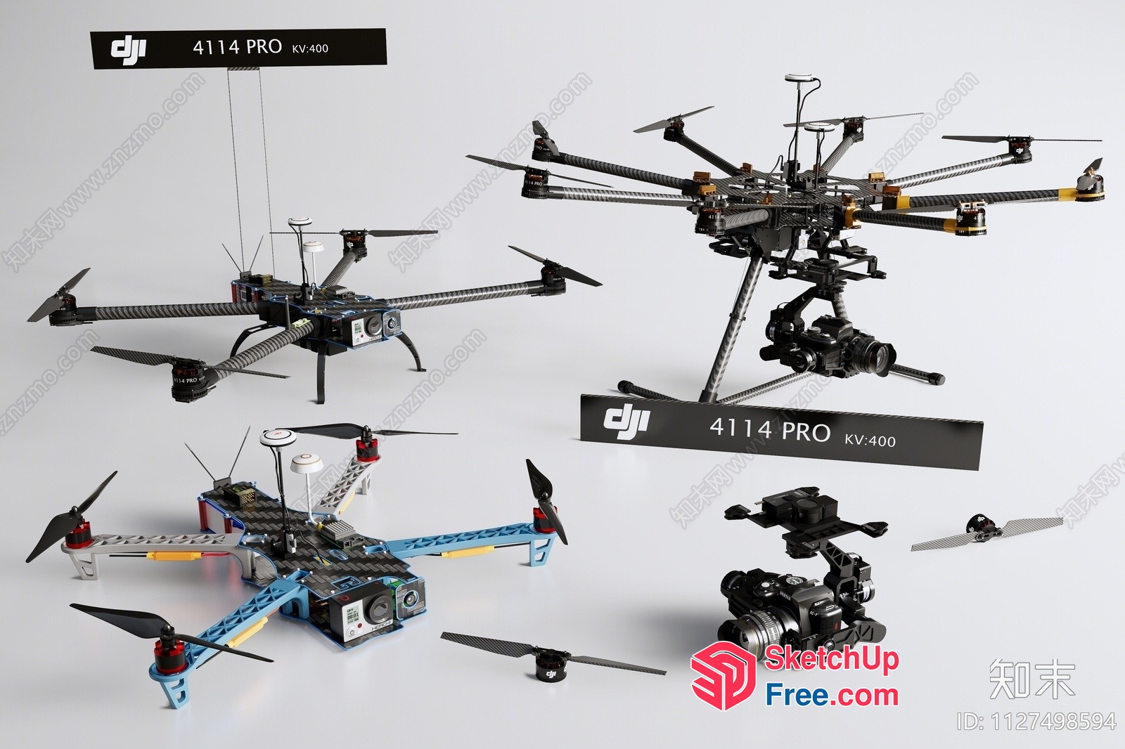 Dji 4114 Pro Kv-400 Drone 3D SketchUp File