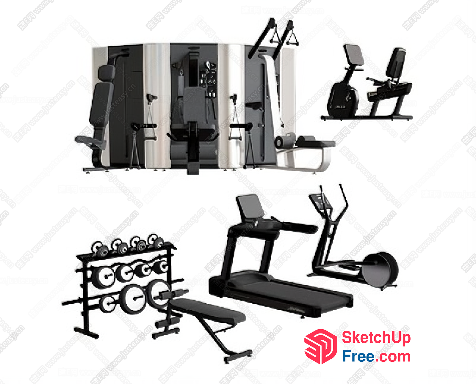 Gym Equipment Arrangement 3D SketchUp File