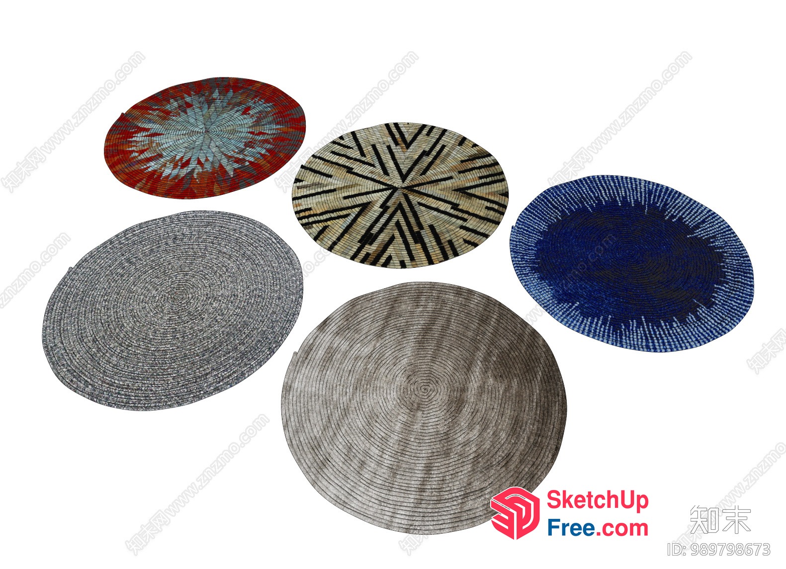 Round Patterned Rugs In Various Colors 3D SketchUp File