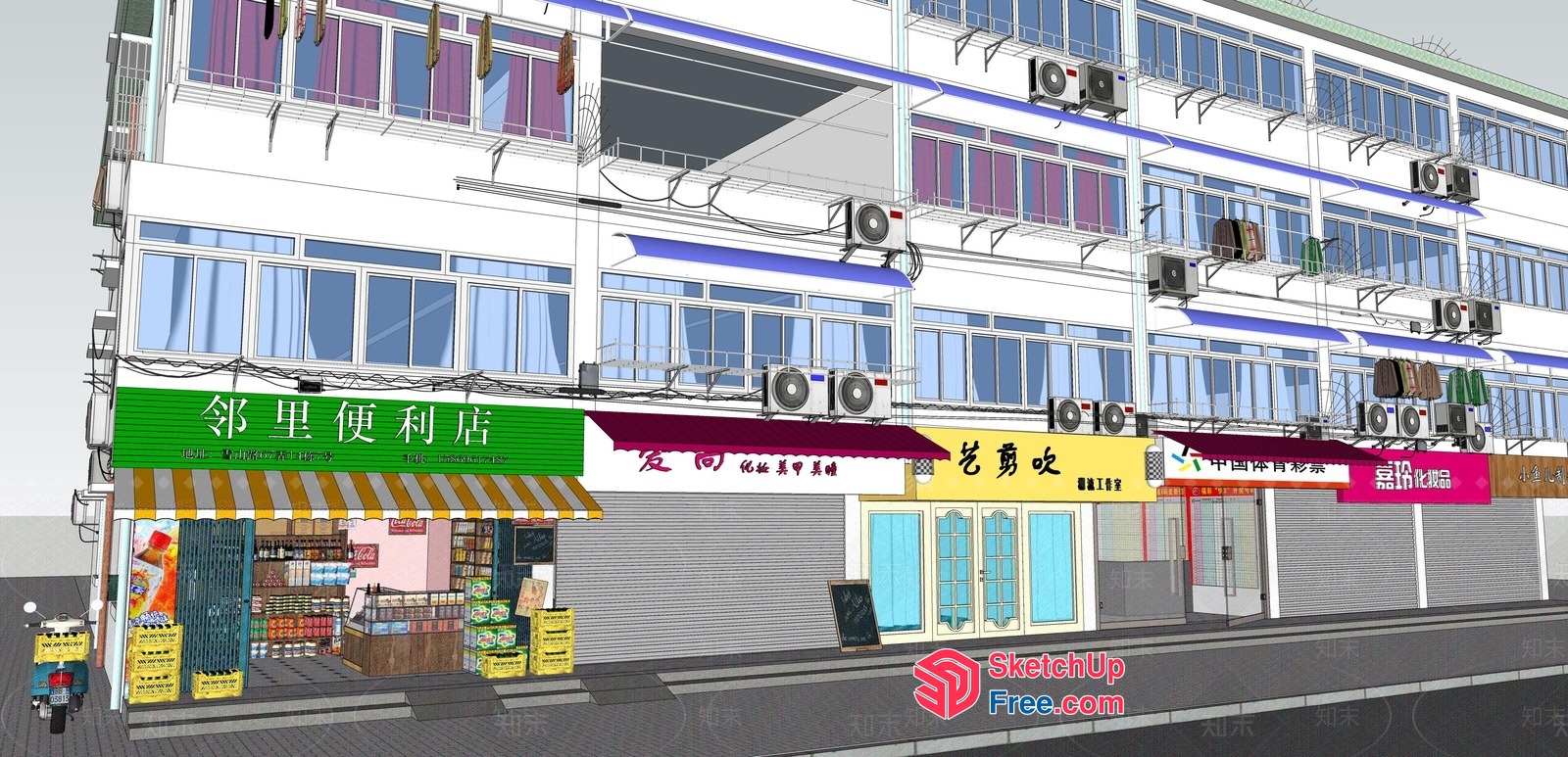 Chinese Street Market 3D SketchUp File