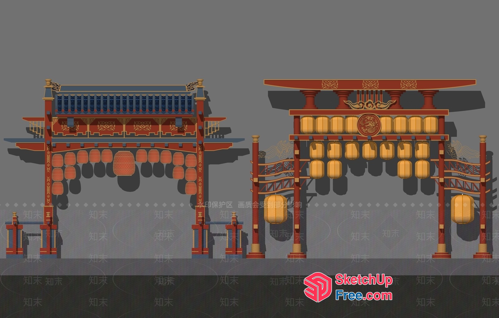 Traditional Asian Gate 3D SketchUp File