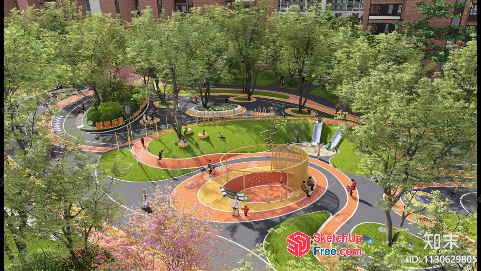 Serpentine Pathway And Water Feature In A Park 3D SketchUp File