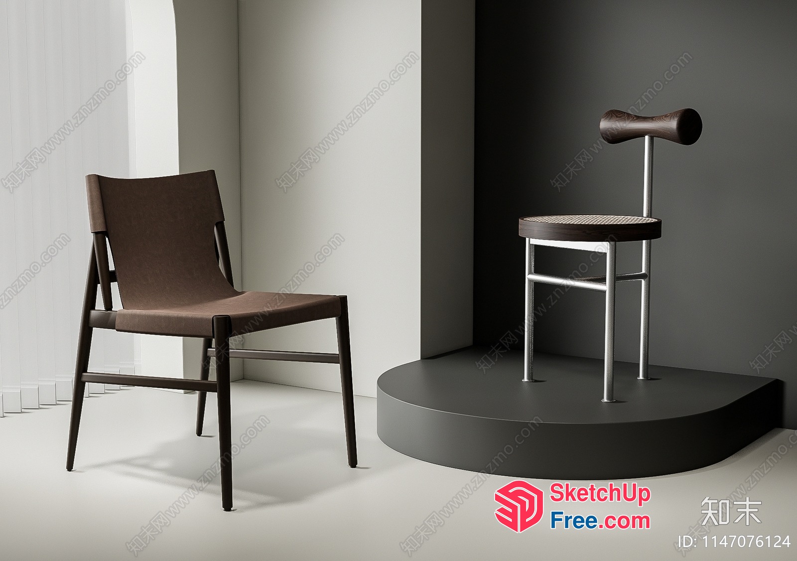 Modern Chairs In Neutral Interior 3D SketchUp File