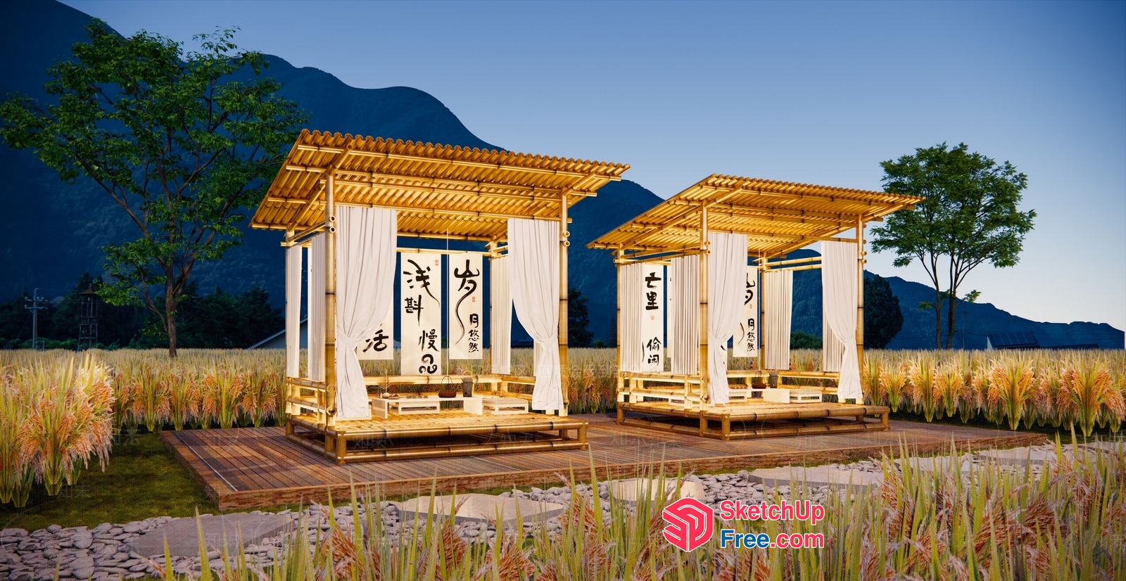 Serene Bamboo Retreat 3D SketchUp File