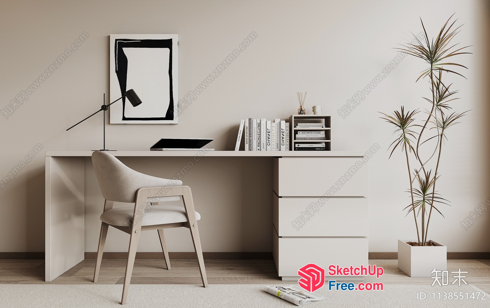 Minimalist Modern Home Office Interior Design 3D SketchUp File