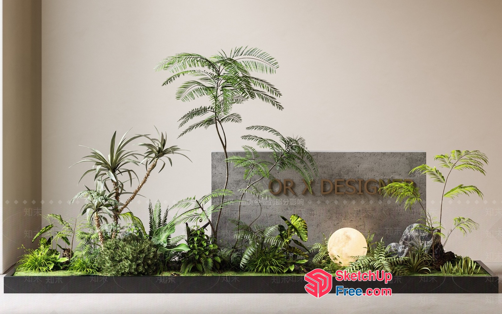 Modern Tropical Oasis Decor 3D SketchUp File