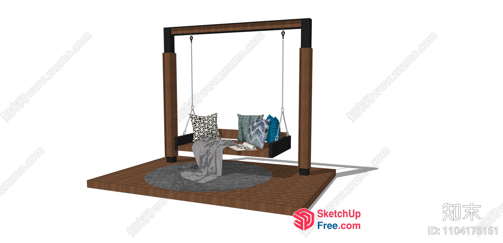 Swing Chair On Wooden Platform 3D SketchUp File