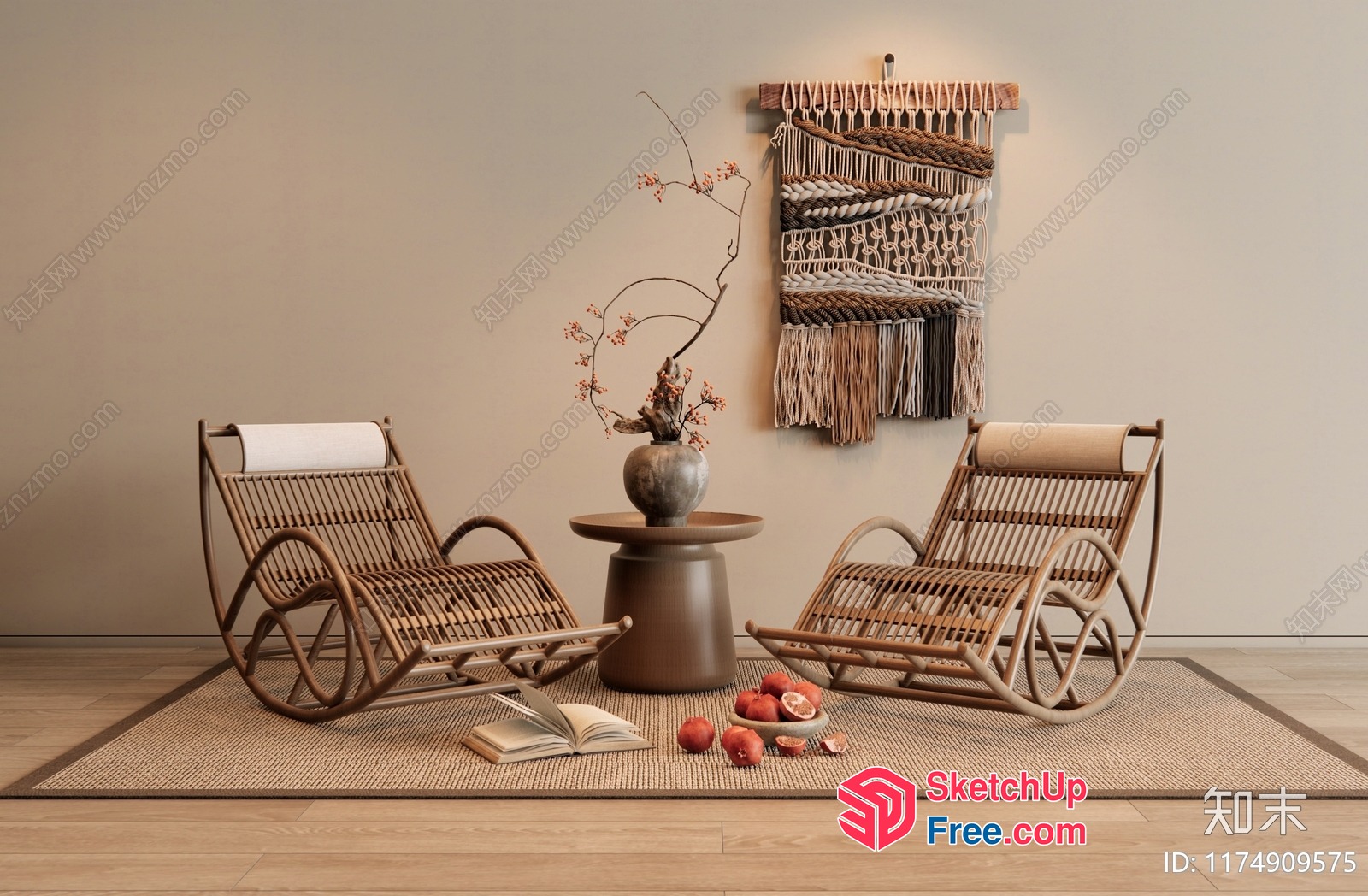 Cozy Wabi-Sabi Style Living Room 3D SketchUp File