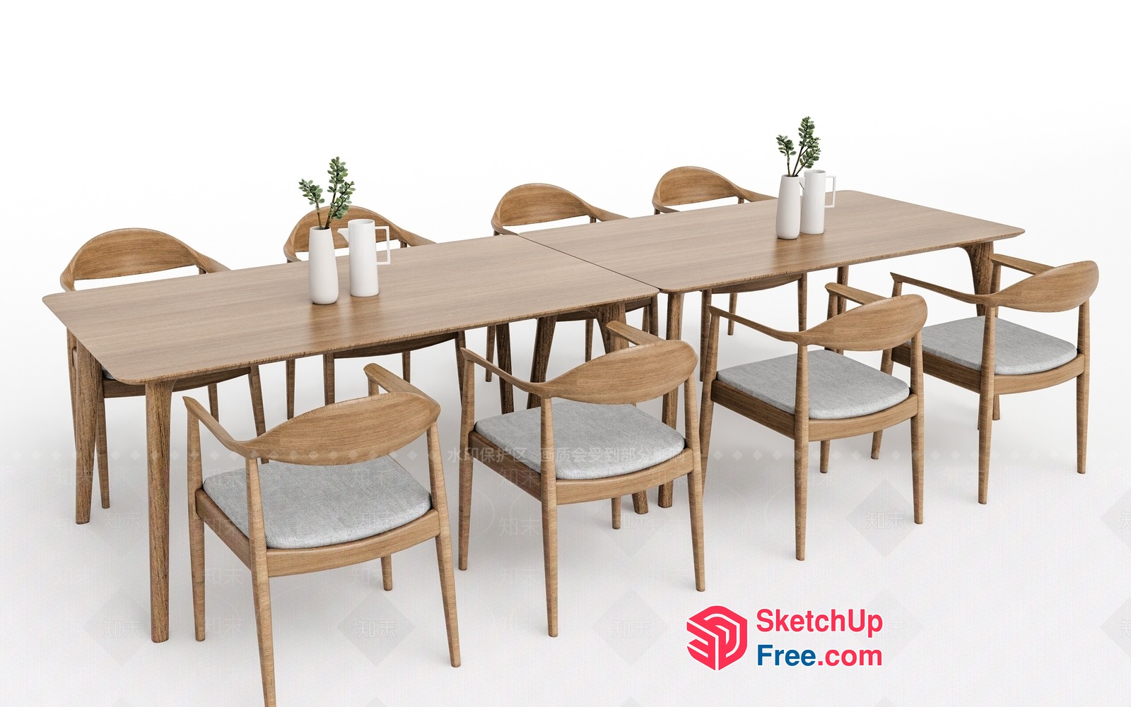 Elegant Wood Dining Table Set 3D SketchUp File
