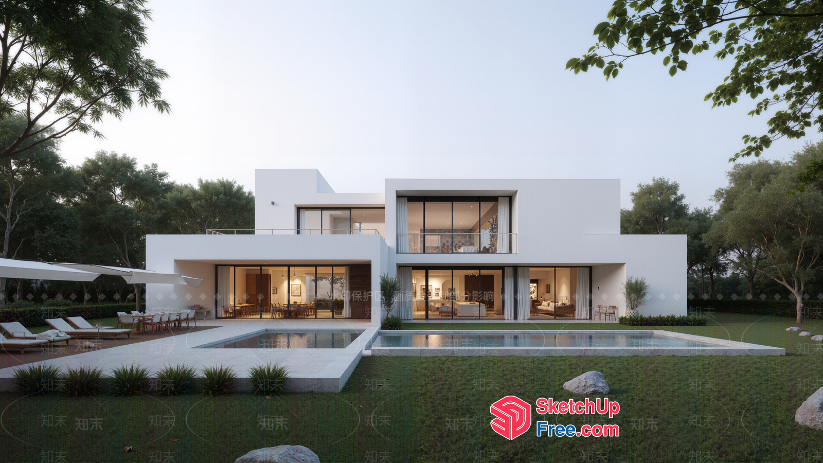 Contemporary Minimalist Villa With Clean Lines And Natural Surroundings 3D SketchUp File