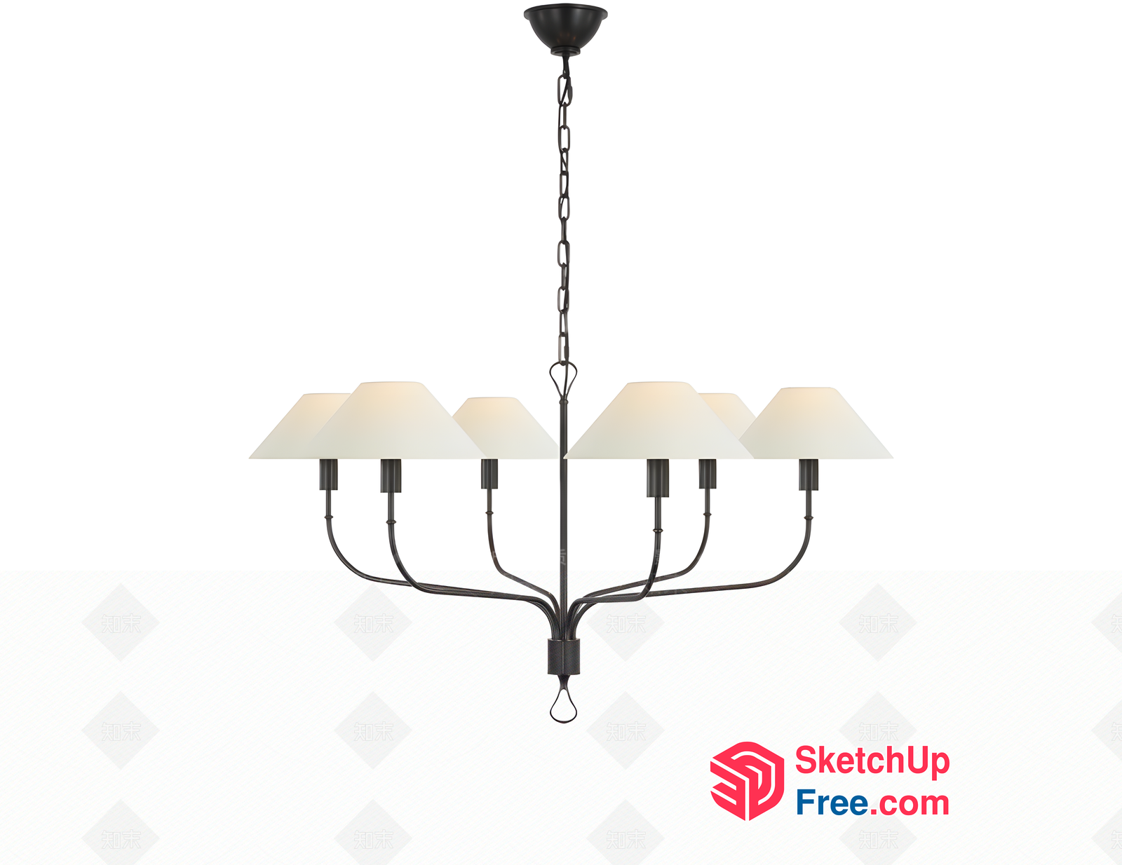 Modern Chandelier With White Shades 3D SketchUp File