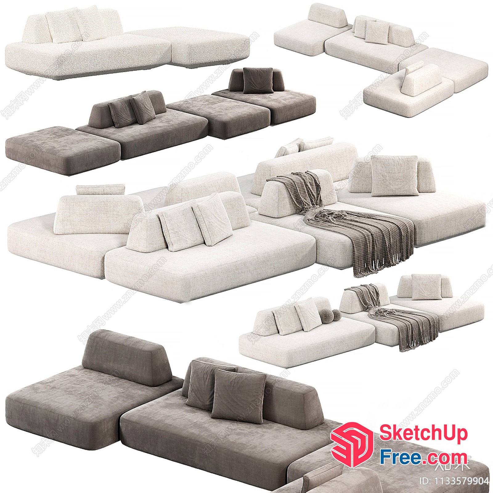 Modern L-Shaped Sofa Furniture Collection 3D SketchUp File