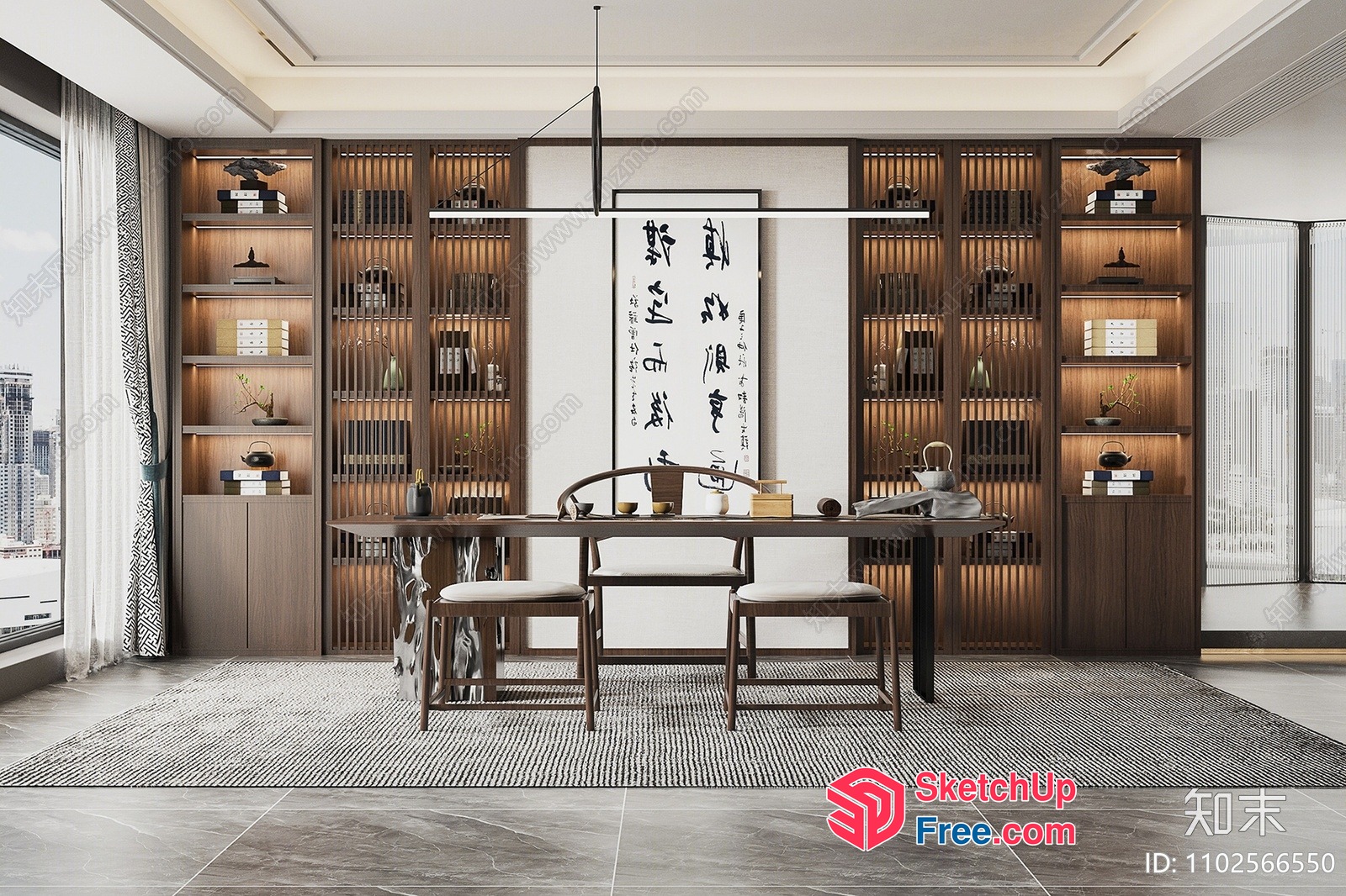Elegant Modern Asian Dining Room 3D SketchUp File