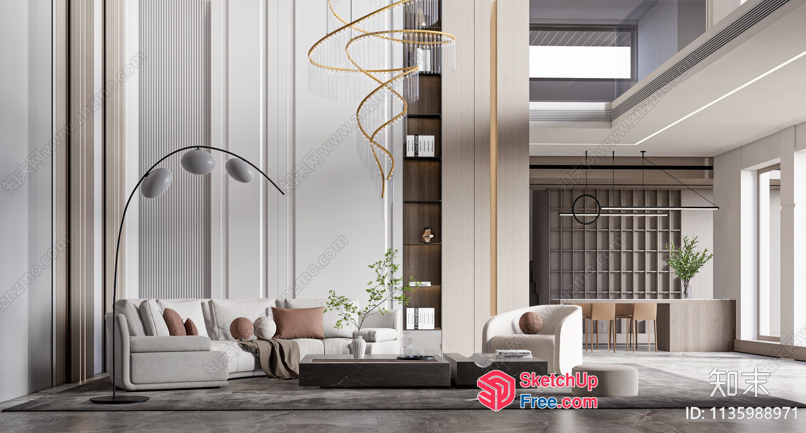 Modern Minimalist Living Room With Sleek Furniture And Natural Light 3D SketchUp File