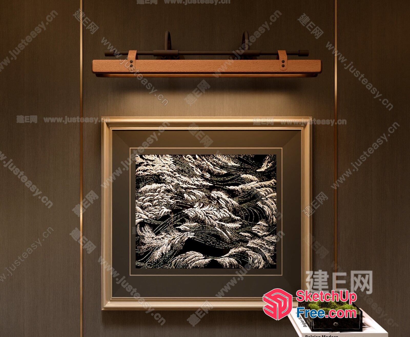 Classic Moulding In Square Frame With Elegant Lighting 3D SketchUp File