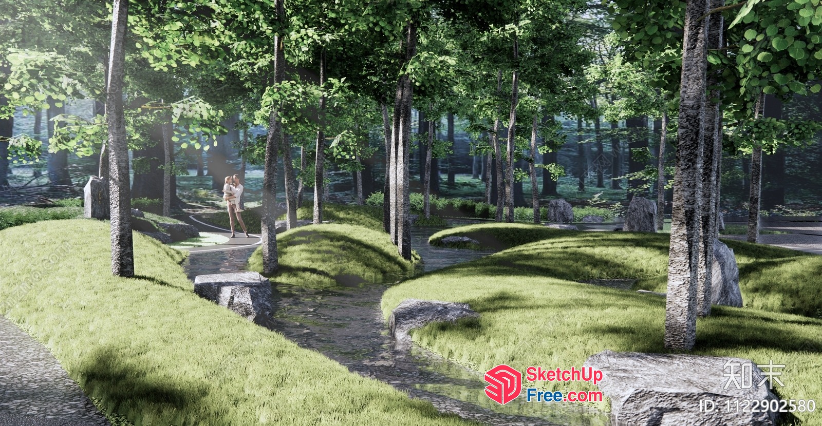 Serene Forest Pathway 3D SketchUp File