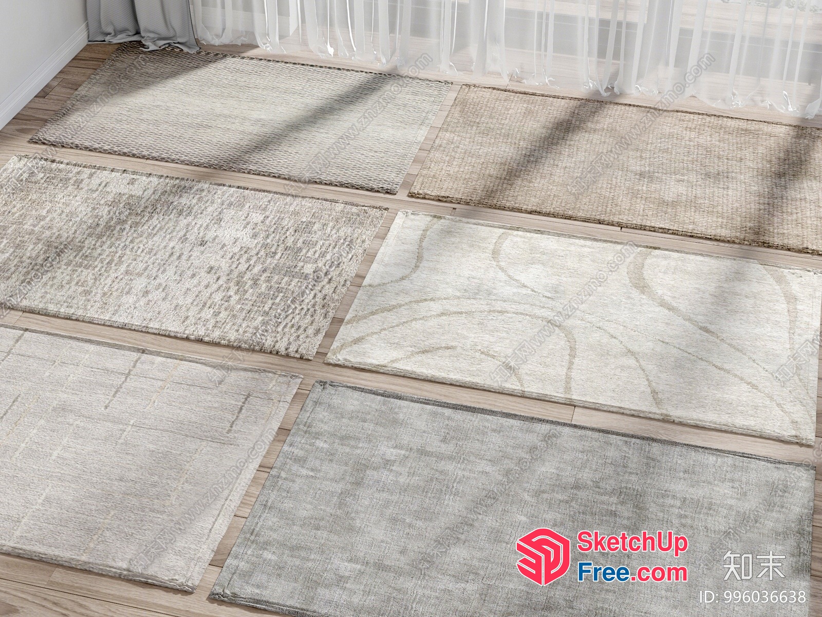 Light-Colored Rugs In A Well-Lit Room 3D SketchUp File