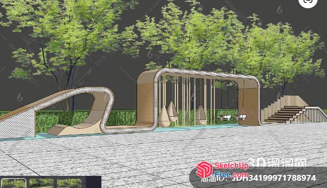Outdoor Staircase And Ramp With Greenery 3D SketchUp File