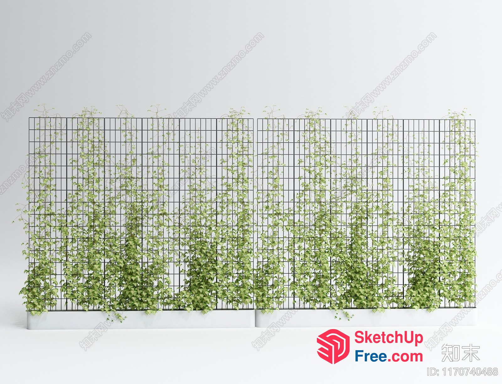 Greenery-Filled Metal Grid Partition 3D SketchUp File