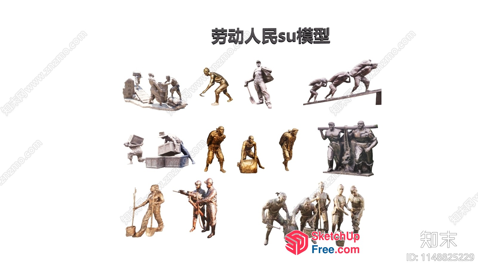 Asian Style Workers In Various Activities 3D SketchUp File
