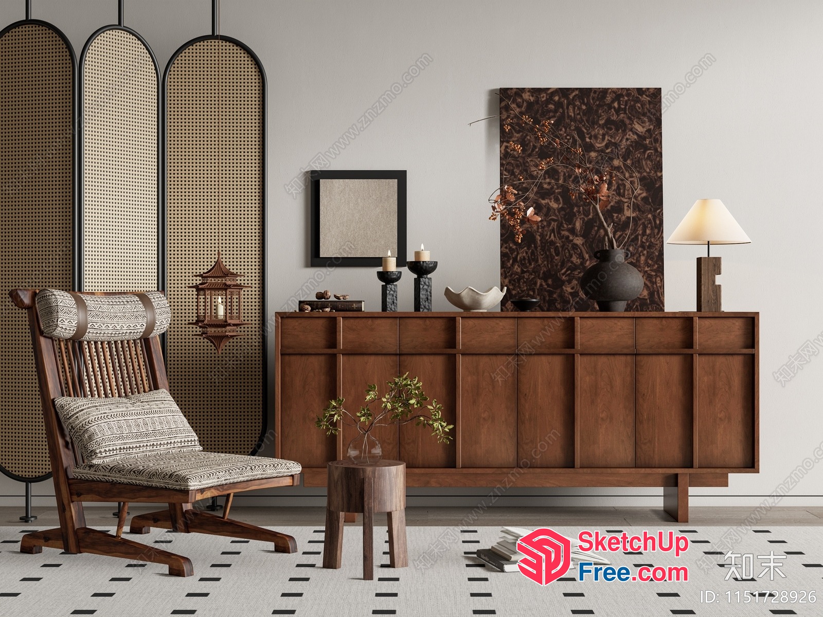 Elegant Japanese Style Interior Design 3D SketchUp File