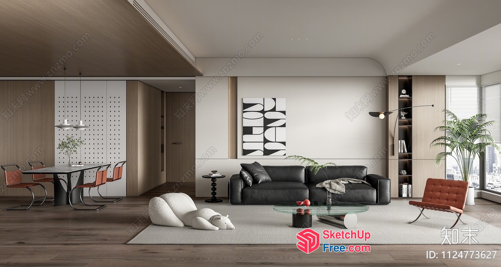 Modern Minimalist Living Room With Sleek Furniture And Natural Light 3D SketchUp File