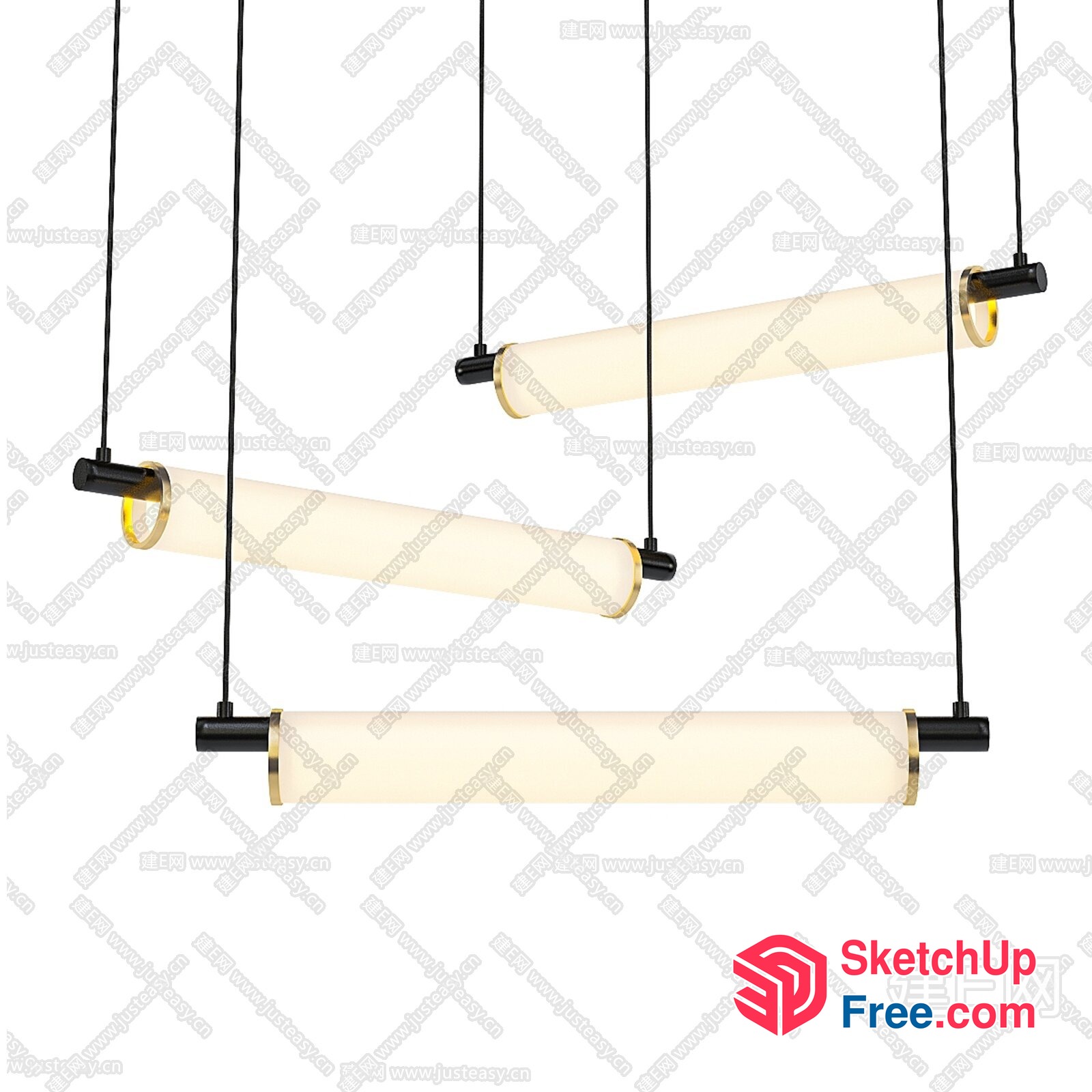 Hanging Light Fixtures With Black And Gold Accents 3D SketchUp File
