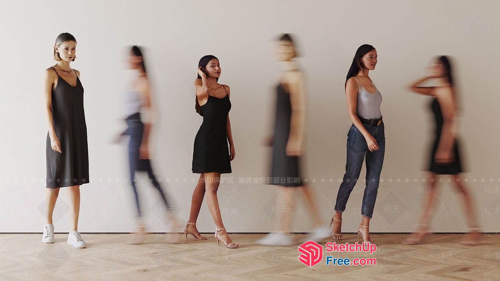 Elegant Women In Various Outfits And Poses 3D SketchUp File