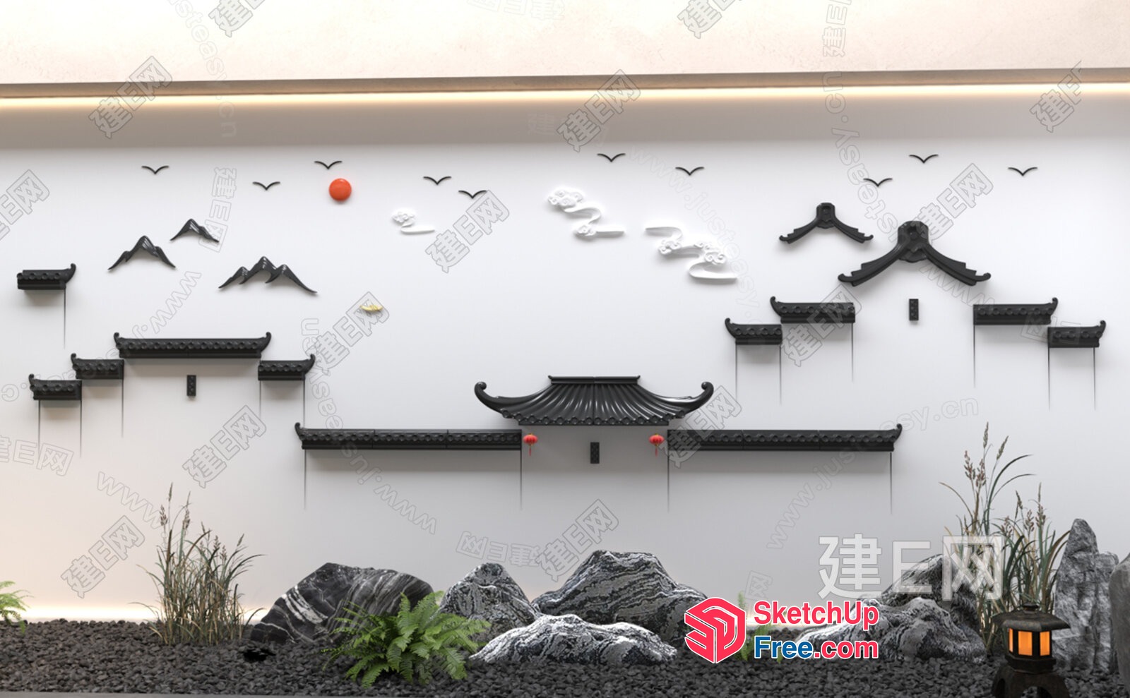 Traditional Japanese-Inspired Wall Decor 3D SketchUp File