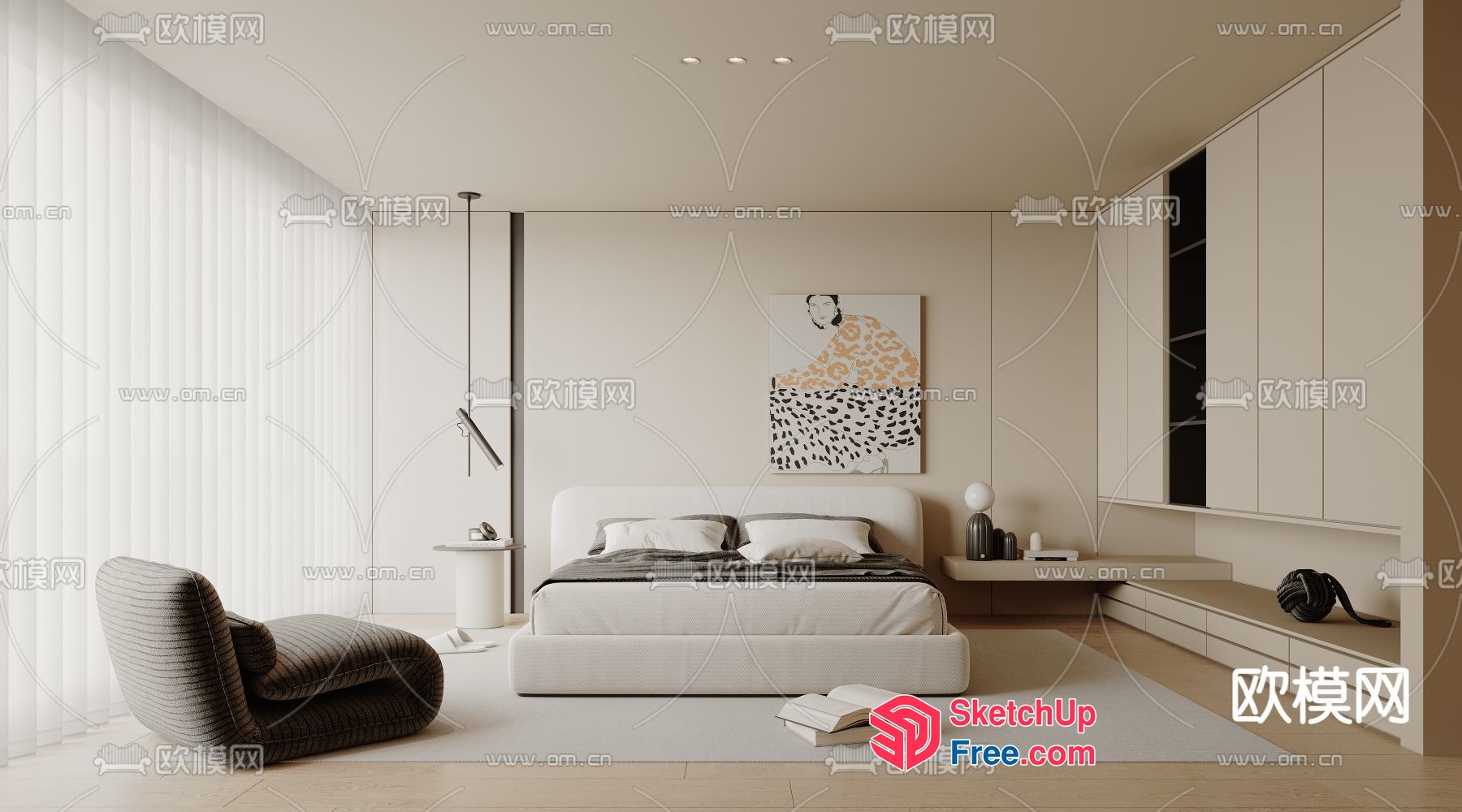 Minimalist Bedroom With Sleek Furniture And Neutral Tones 3D SketchUp File