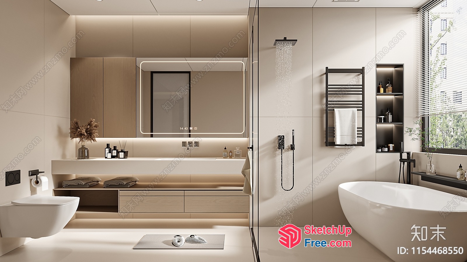 Modern Bathroom Interior With Sleek Fixtures And Natural Lighting 3D SketchUp File