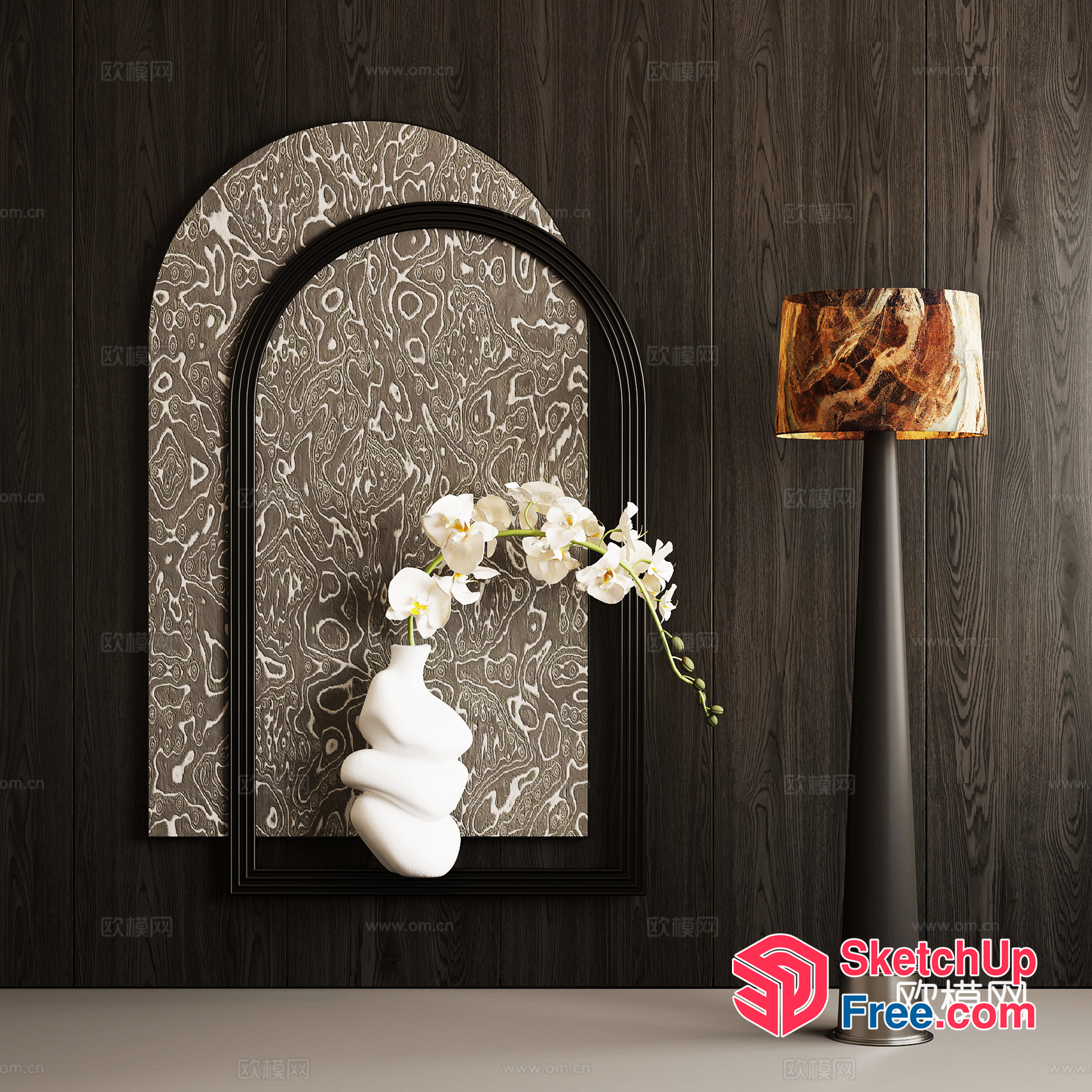 Modern European-Style Interior Decor With White Orchids 3D SketchUp File
