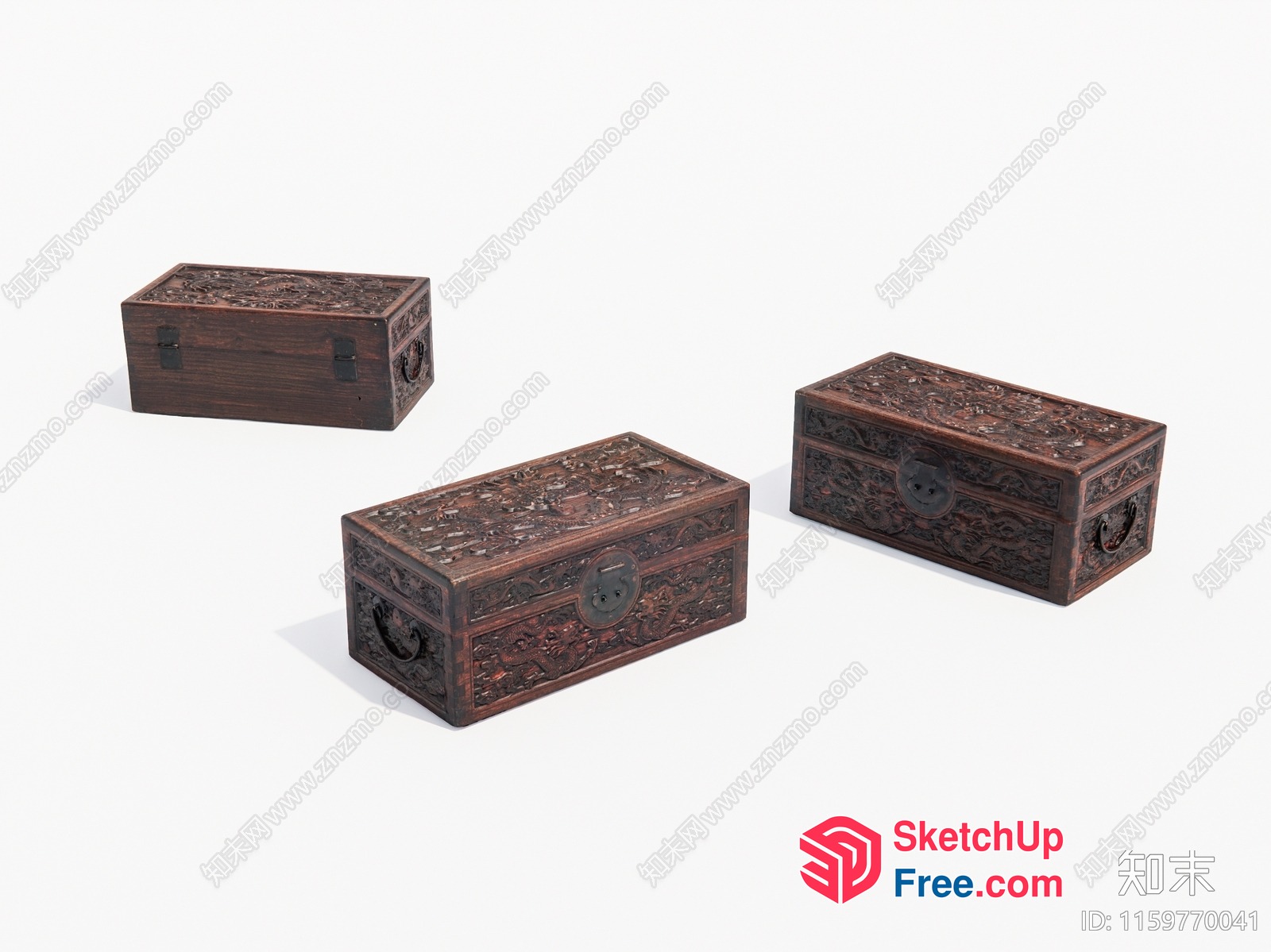 Ornate Wooden Chests With Intricate Carvings 3D SketchUp File