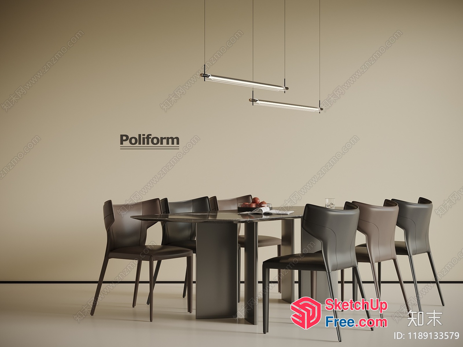 Poliform Dining Room 3D SketchUp File