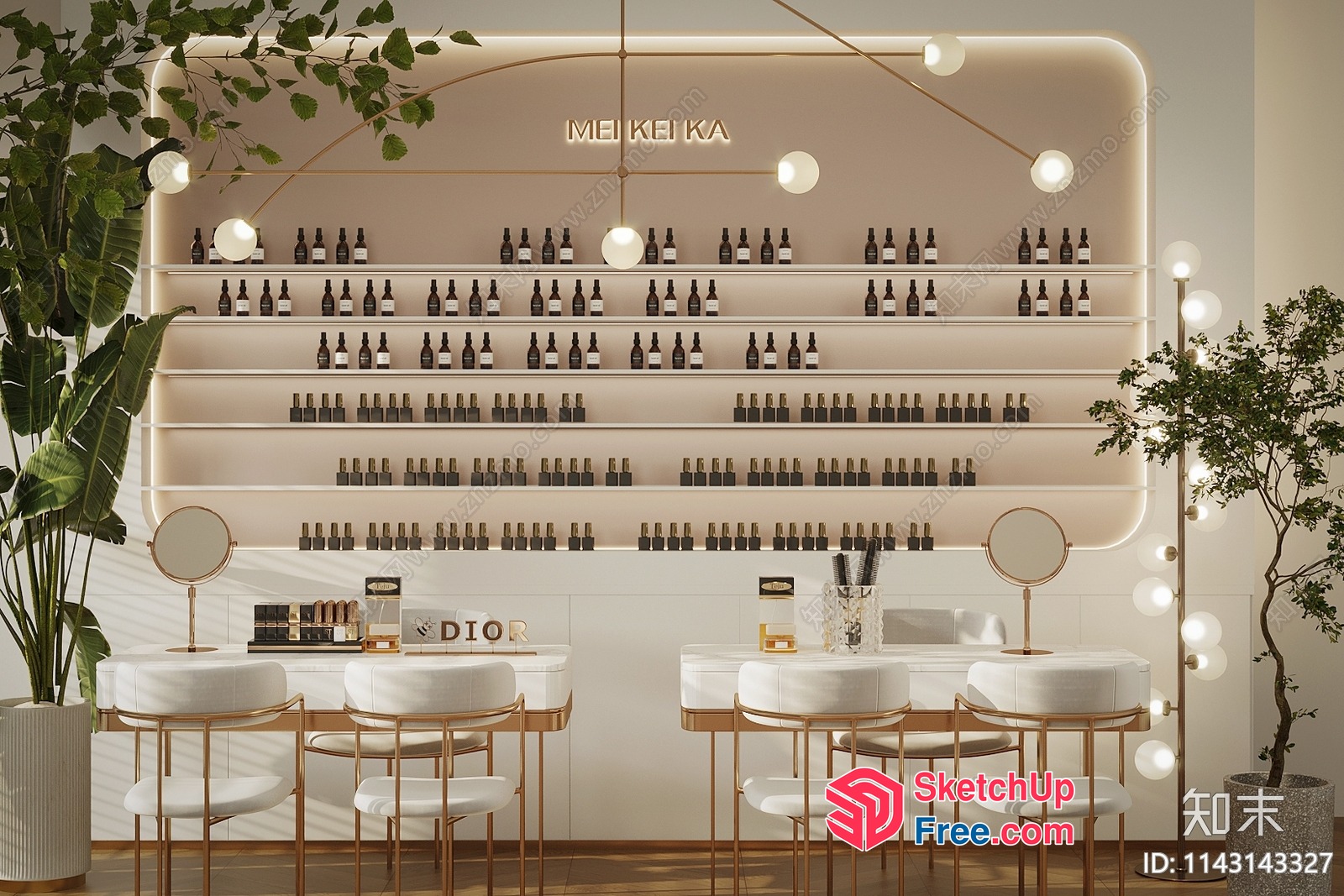 Elegant And Sophisticated Nail Salon Interior 3D SketchUp File