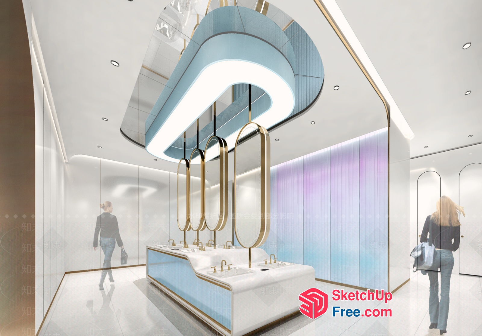 Modern Interior Design With Elegant Lighting Fixtures 3D SketchUp File
