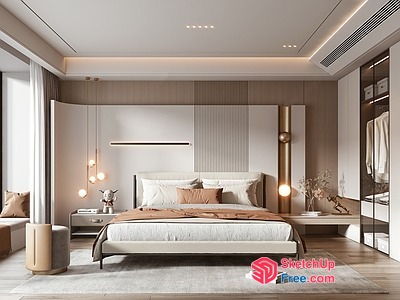 Modern Minimalist Bedroom Interior Design 3D SketchUp File