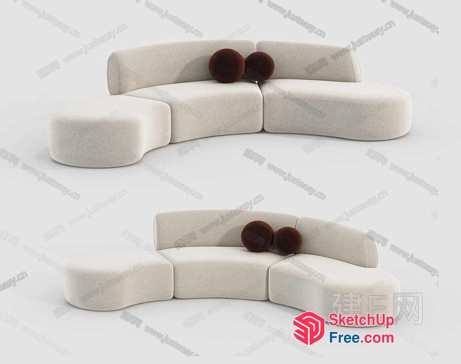 Elegant Modern Sofa Set With Pillows 3D SketchUp File