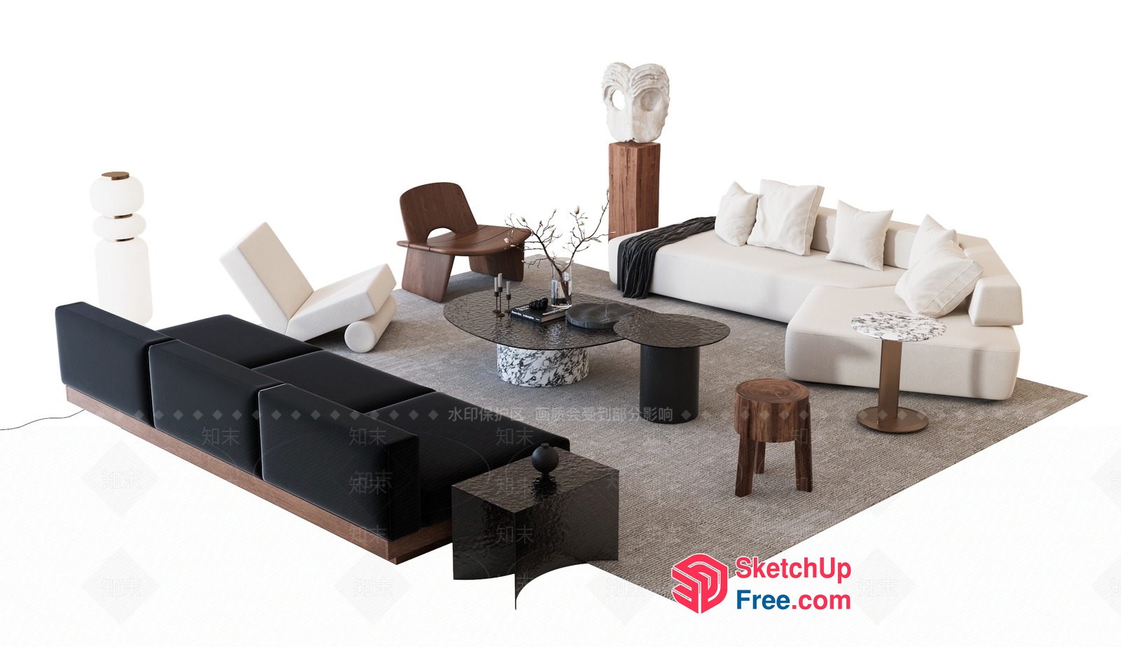 Modern Minimalist Living Room Furniture Collection 3D SketchUp File