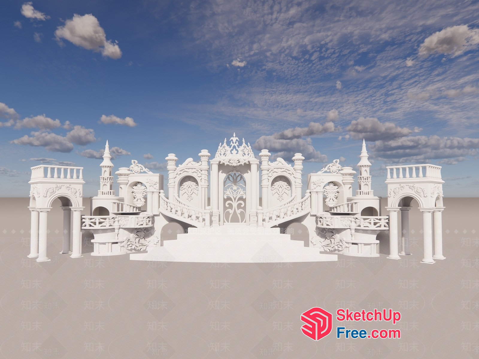 Majestic European-Style Palace 3D SketchUp File